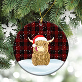 Clan Cameron, Black & Red Tartan Christmas Ceramic Ornament Highland Cows Style YU86 Cameron, Black & Red Tartan Tartan Ornament